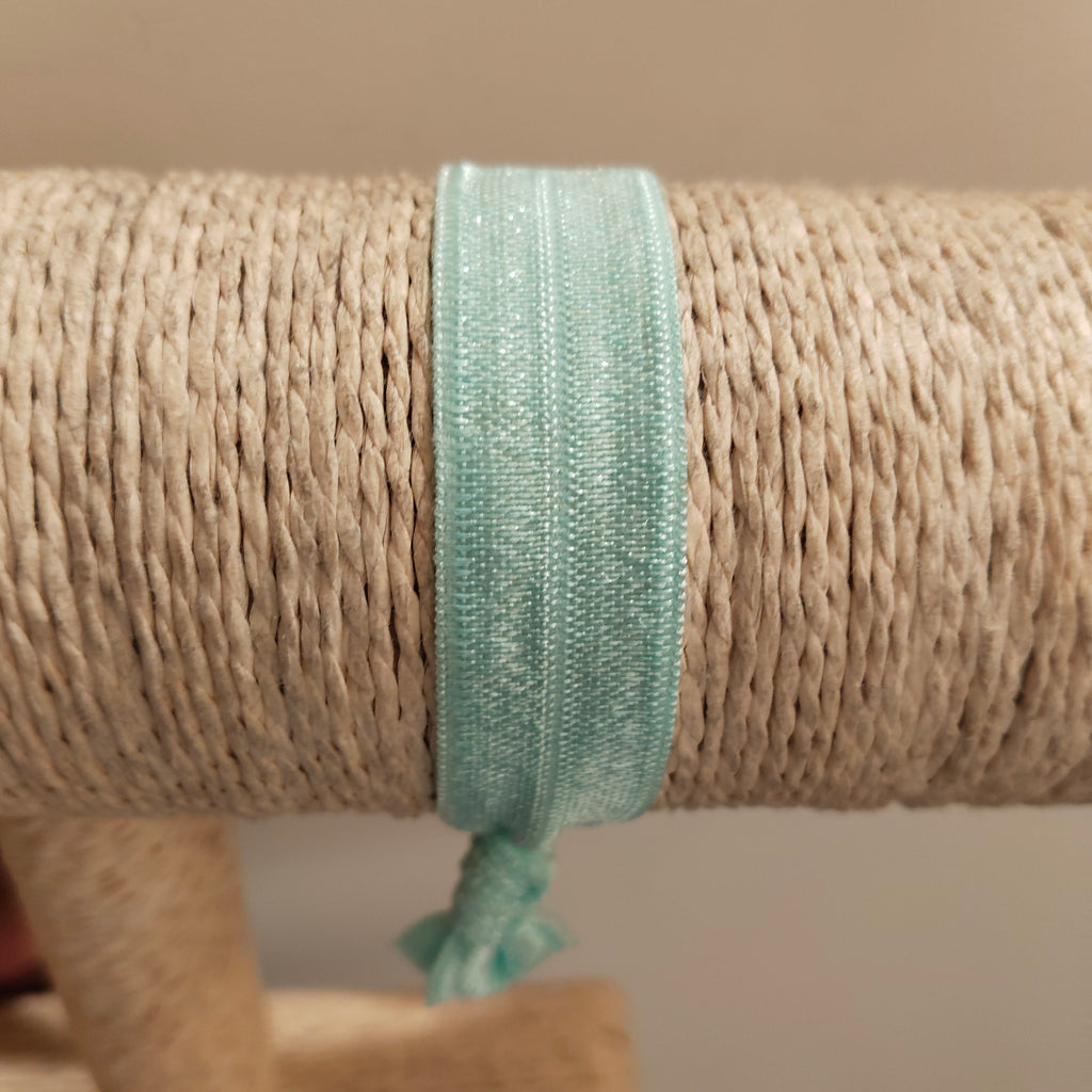 PULSERA DE TELA ELASTICA VERDE AGUA