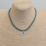 COLLAR ESTRELLA DORADA, AZUL PETROLEO
