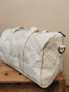 BOLSA MEDIANA ESTAMPADA FONDO BEIGE ESTAMPADO VERDE MENTA