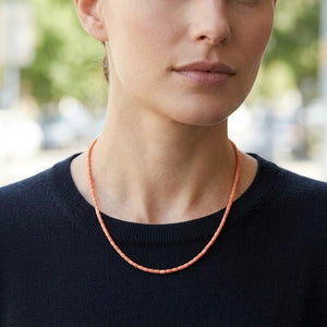 COLLAR CUENTAS OVALADAS MINI NARANJA