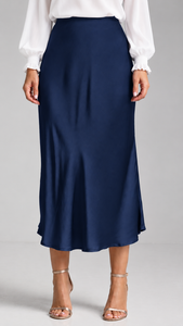 FALDA SATINADA AZUL MARINO