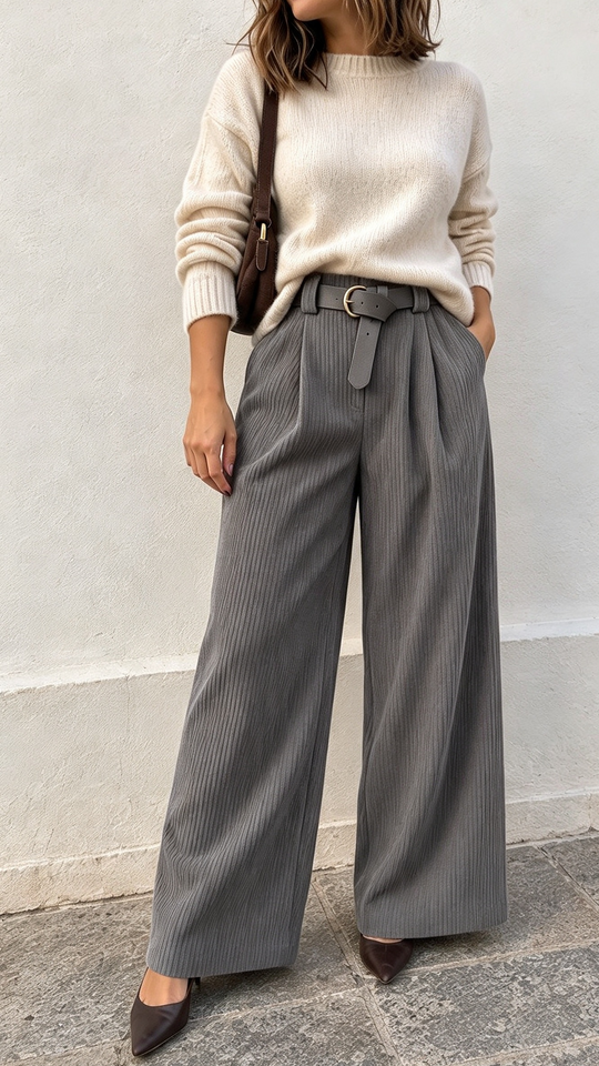 PANTALON DE PANA GRIS
