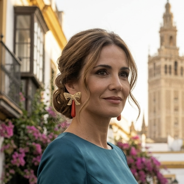PENDIENTE LAZO Y LAGRIMA NARANJA