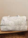 BOLSA MEDIANA ESTAMPADA FONDO BEIGE ESTAMPADO VERDE MENTA