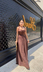 VESTIDO LARGO MARRON