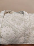 BOLSA MEDIANA ESTAMPADA FONDO BEIGE ESTAMPADO VERDE MENTA