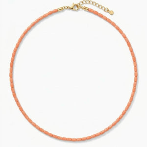 COLLAR CUENTAS OVALADAS MINI NARANJA