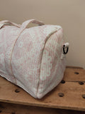 BOLSA MEDIANA ESTAMPADA FONDO BEIGE DIBUJOS EN ROSA