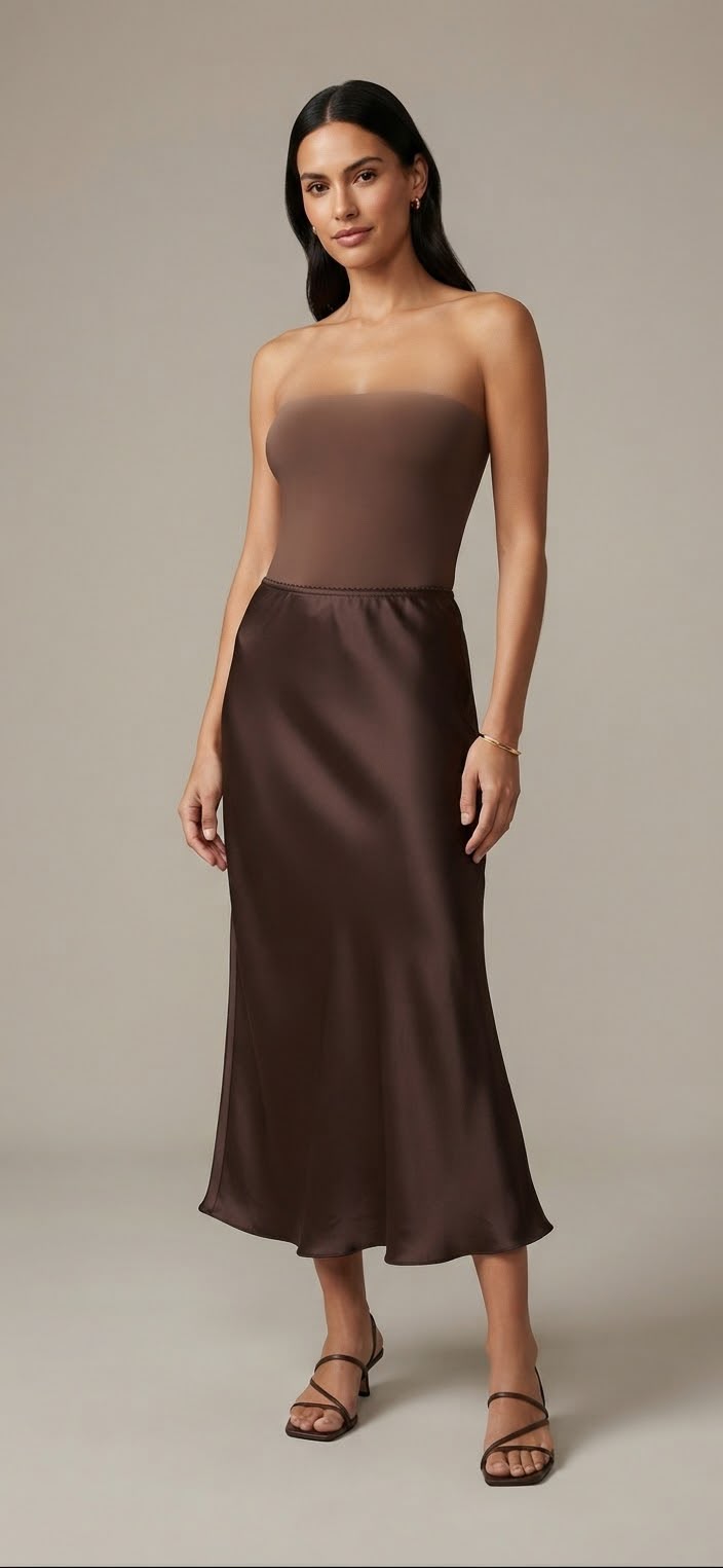 FALDA SATINADA MARRON